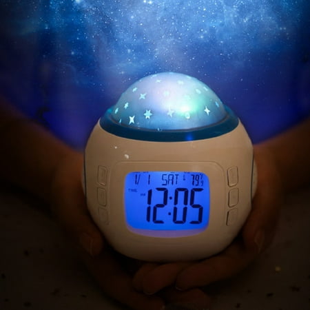 Digital Star Night Light Projector Led Lamp Kids Bedroom Alarm Clock Music New