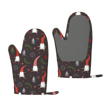 

Zeuib Cute Christmas Gnomes Print Oven Mitts Oven Gloves with Non-Slip Silicone Heat and Slip Resistant Cooking Mitt Set for Cooking and Baking (2 Count)