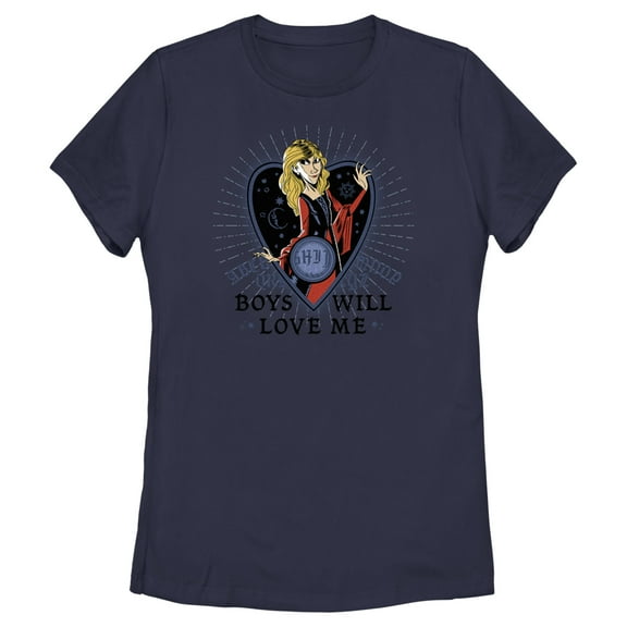 Women's Hocus Pocus Sarah Boys Love Me  Graphic Tee Navy Blue 2X Large