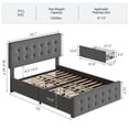thumbnail image 2 of Yeshouse Marco de la cama con 4 cajones de almacenamiento, cabecera tapizada ajustable con ropa de cama amigable para la piel, sin necesidad de muelle de caja, 2 of 7