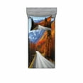 thumbnail image 2 of Ambesonne Fall Fitted Sheet & Pillow Sham Set, Highway Countryside Travel, Queen, Multicolor, 2 of 3