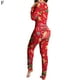 thumbnail image 1 of Mono sexy con recorte de Navidad para mujer, pijama funcional con solapa y botones para adultos, mono de salón con diseño de botones para Club, 1 of 4