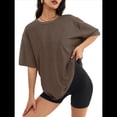 thumbnail image 1 of Camiseta Básica de Corta con Cuello en V, Color Café, Talla M, 1 of 5