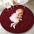 thumbnail image 4 of KIXINWA Burgundy Round Rug for Girls Bedroom, Fluffy Circle Rug for Kids Room, 4x4 Feet Fuzzy Circular Rug, Soft Plush Area Rug for Bedroom, Non Slip Shaggy Living Room Rug, 4 of 6
