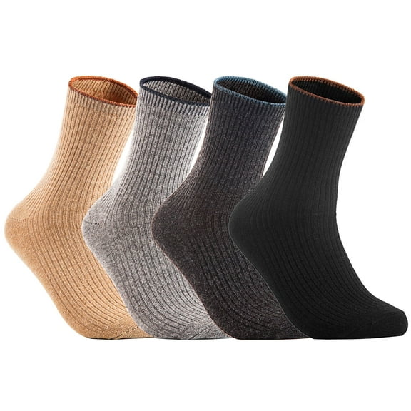 Lian LifeStyle Perfect Fit, and Cozy Women's 4 Pairs Wool Crew Socks For Healthy Feet With A Wide Range Of Colors L1612 Size 6-9 No Wine