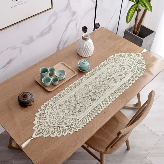 XmhyTop-A Vintage Lace Tablecloth 33*114cm Small Lace Tablecloth for Coffee Table, 1pc Home Decoration Tablecloth,T15