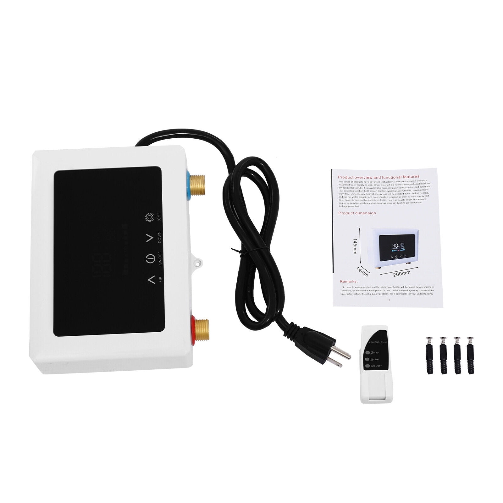 DENEST Wall Mounted Electric Instant Hot Water Heater Mini Small Water Tank 3000W