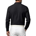 thumbnail image 3 of Men's Linen Shirts Long Sleeve Polo-Collared Button Solid Color Shirt Versatile Breathable Casual Business Tees (L, Black), 3 of 5