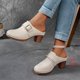 thumbnail image 4 of Correas de Tacón para Tacones Altos Bloque de Hebilla Tacón Clog Mules, Tacones Altos de la Mujer Estilo Madera Cerrado Dedo Del Pie, 4 of 9