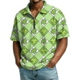 thumbnail image 2 of Men's St. Patrick's Day Shamrock Polo Shirt Short Sleeve Half Zip Casual Top, 2 of 9