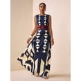 thumbnail image 4 of Multicolor Geometric Print Sleeveless Maxi Dress For Summer Festival, Vacation, Beach, Street Style, 4 of 8