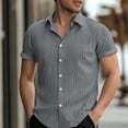 thumbnail image 2 of Camisa informal de manga corta holgada para hombre de talla grande: camisa de playa de color liso para el verano, 2 of 8