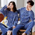 thumbnail image 1 of Conjunto de pijamas de dibujos animados para hombre y Mujer, ropa de dormir de algodón para parejas, Tops largos para dormir, pantalones, otoño y primavera, 1 of 4