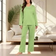 thumbnail image 2 of MGDXOX Womens Pajama Sets Long Sleeve Pajamas for Women Sets 2 Piece Lounge Sets Soft Pj Sets Fall Sleepwear with Pockets Green M, 2 of 8