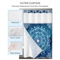 thumbnail image 2 of No Hook Cloth Fabric Shower Curtain with Snap in Liner, Blue Boho Flowers Waterproof Shower Curtains Set with See Through Top Window, Ethnic Farmhouse Abstract Floral Art Bath Curtains Shower 72"x84", 2 of 6