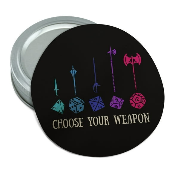 Choose Your Weapon Dungeon RPG Dice Round Rubber Non-Slip Jar Gripper Lid Opener