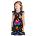 thumbnail image 1 of Fotbe Mexican Flower Traditional1 Vestido de Dormir para Niñas de 3 a 10 Años, Mangas Cortas, Estilo Princesa, Pijama Camisón con Mangas Voladas-Small, 1 of 6