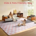 thumbnail image 7 of CozyDesg Shag Area Rugs,5'x8' Soft Fluffy Floor Rugs Checkered Carpet，Washable Area Rugs for Living Room Bedroom Decor,Pink & White, 7 of 7