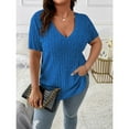 thumbnail image 5 of Yesfashion Womens Elegant Plus Size Summer Short Sleeve Sweaters Tops V Neck Cable Knit Lightweight Shirts, 5 of 5