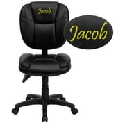 Flash Furniture Personalized Mid-Back Black LeatherSoft Multifunction Swivel Ergonomic Task Office Chair with Pillow Top Cushioning