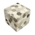 thumbnail image 2 of Pasargad Home 18"H Galaxy Cowhide Pouf Ottoman, Silver/Grey, 2 of 6