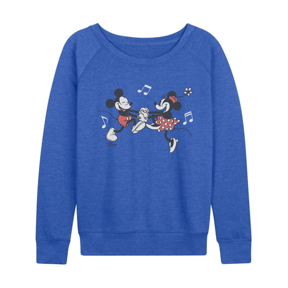 Disney - Time For Fun Women's Lightweight French Terry Wide Neck Long Sleeve Graphic Shirt