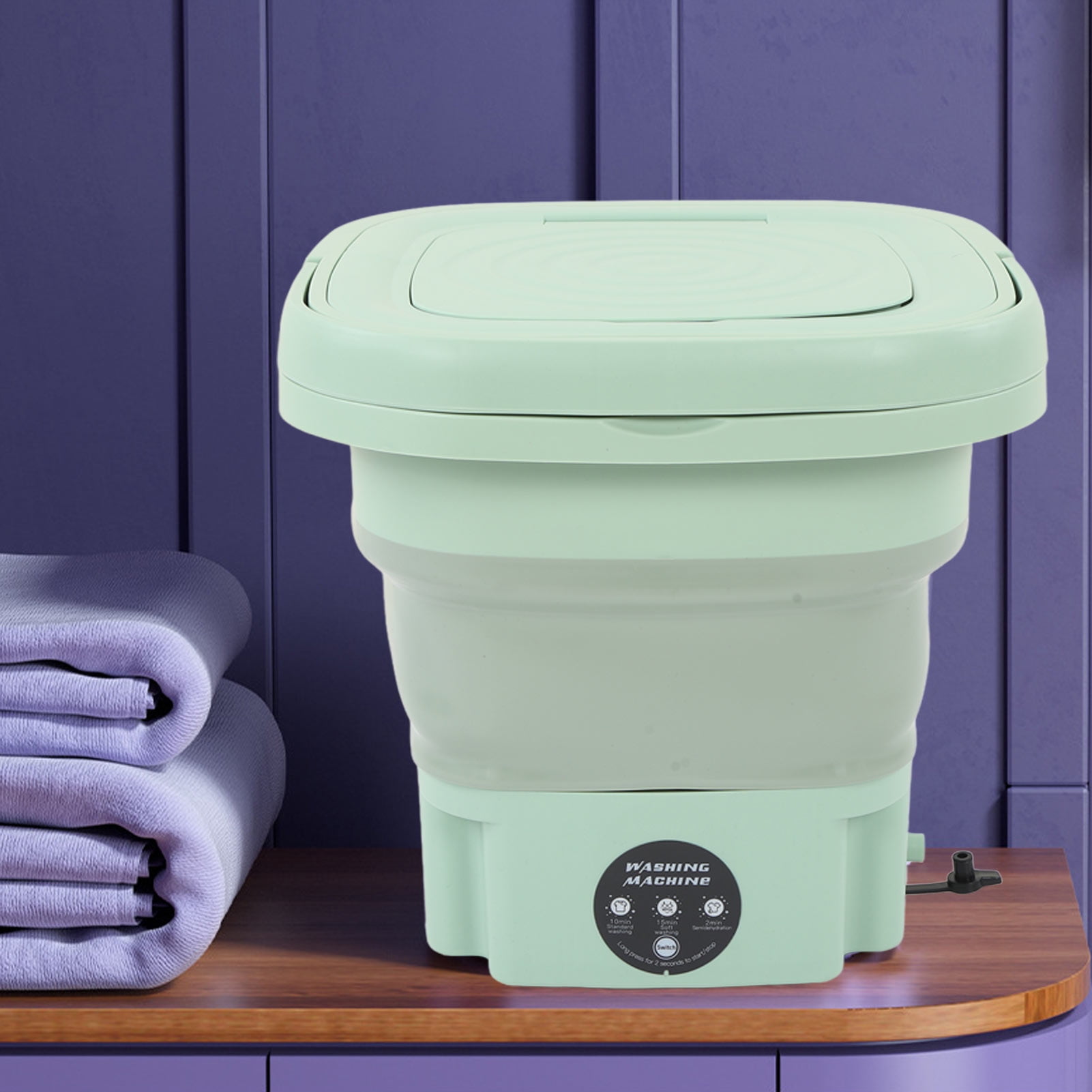 Yajisi Portable Foldable Washing Machine 8L Large Capacity Low Noise Mini Small Washer for Home Apartment Travel 100-240V Mint Green 12.2 x 12.2 x 8.6 inches / 31 x 31 x 22 cm