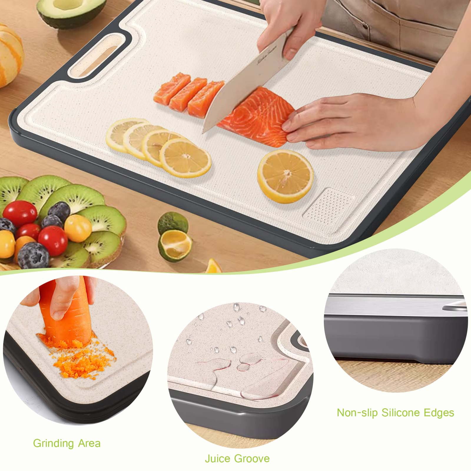 Titanium Cutting Boards for Kitchen, Non Toxic Ttivano Metal Cutting Board Double Sided Food Grade, Pure Titanium/PP, Easy to Clean Large Size 16”×11”