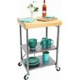 thumbnail image 5 of Origami Foldable Kitchen Island Cart, Rolling Storage Table Organizer with Wheels, Silver, 5 of 10