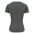 thumbnail image 4 of XIAONU Womens Blouses Slim Fit Round Neck Wide Opening Short Sleeved T-Shirt Trendy Solid Color Pullover Shirt, 4 of 5