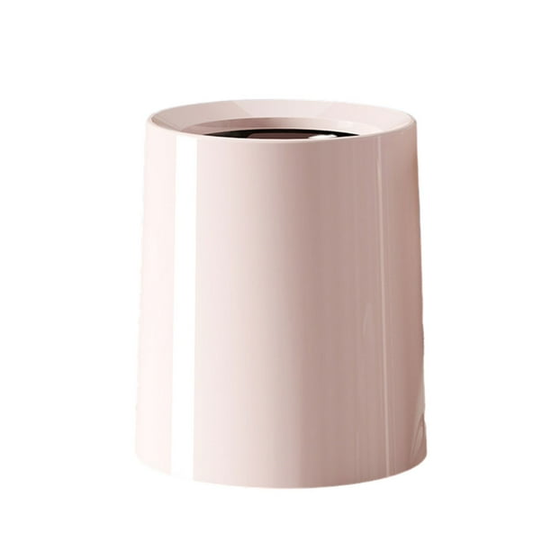 Injueey Cubo de basura ABS, cubo de basura de boca ancha, a prueba de golpes, estilo japonés, parte inferior antideslizante, cubo de Suministros de limpieza para el hogar rosa grande