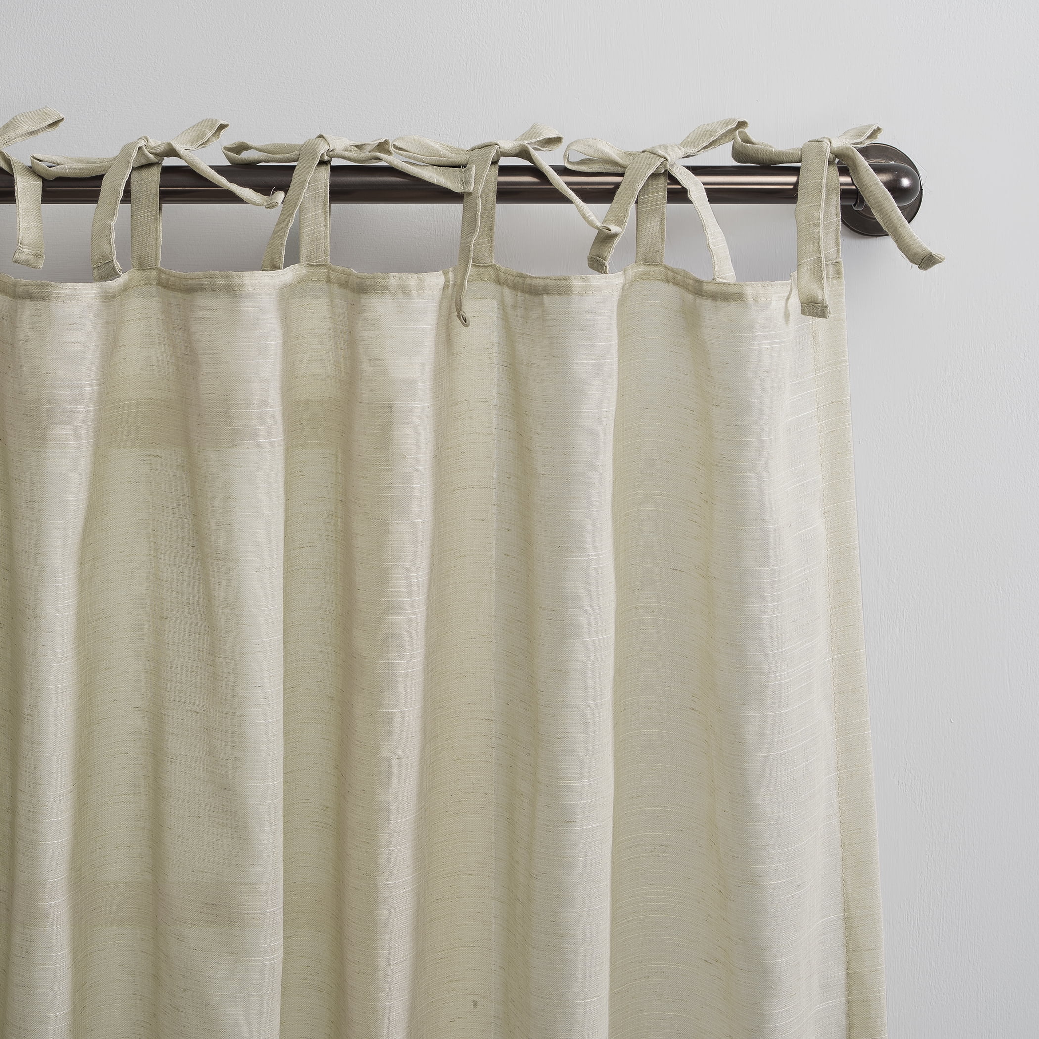 No. 918 Bethany Slub Textured Linen Blend Sheer Tie Top Curtain Panel, 50"x96", Ecru