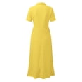 thumbnail image 4 of Ruyang Summer Dresses for Women Women Elegant Floral Print High Waist Stand Collar Short Sleeve Shirt Dress Long Dresses for Women Casual, 4 of 5