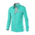 thumbnail image 5 of Daiosportswear Men's Casual Long Sleeve Dress Shirts Business Slim Fit Beach Yoga Shirt Button-Down Collar Blouse with Pockets Green M, 5 of 6