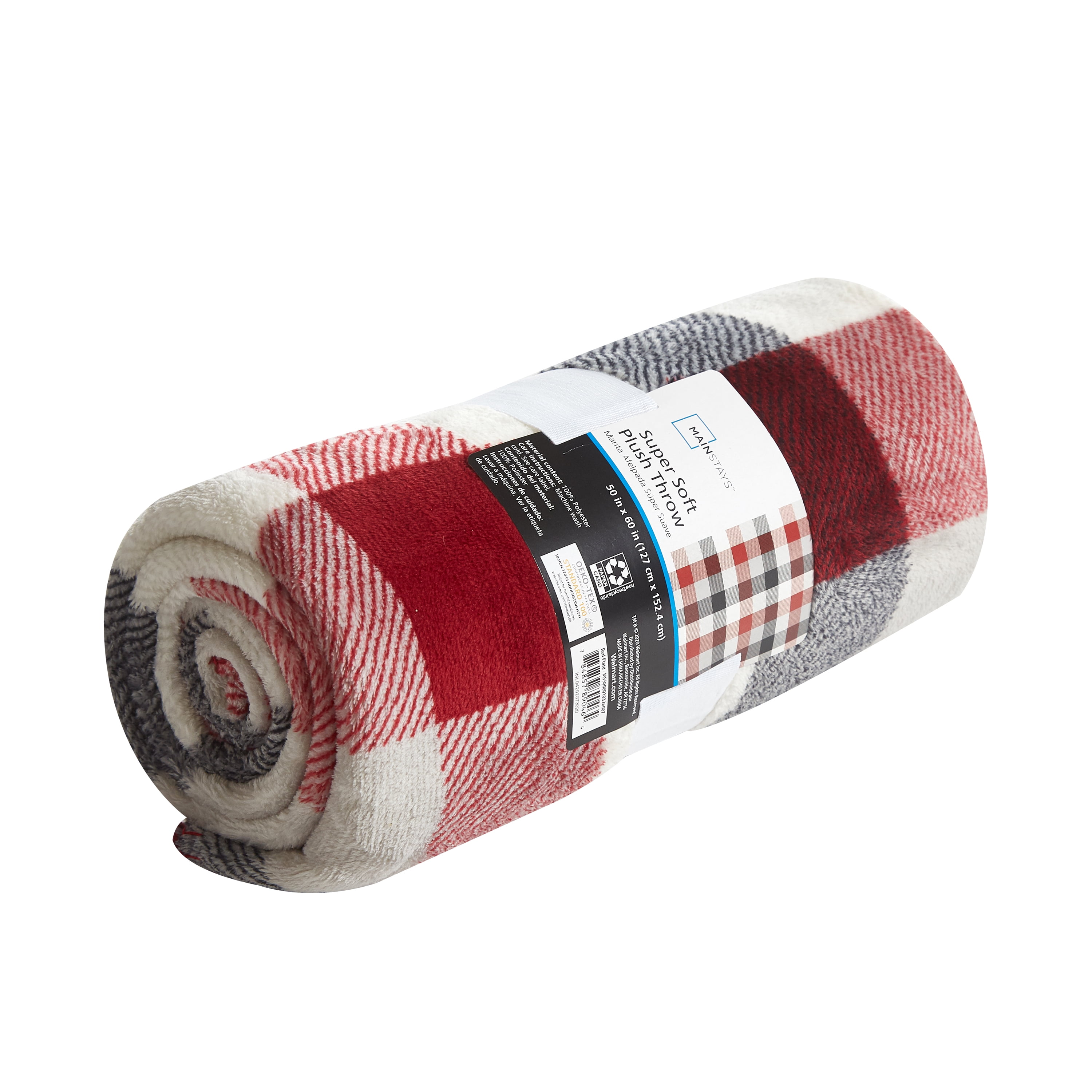 Mainstays Red Plaid Cozy Plush Throw Blanket 50 x 60 Walmart