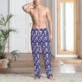 thumbnail image 2 of Kdxio Skull Purple Flower Pattern Men's Pajama Pants, Elastic Waist with Drawstring and Pockets, Comfortable Loungewear-Medium, 2 of 6