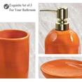 thumbnail image 3 of Burnt orange bathroom accessory set, 3-piece ceramic bathroom set, toothbrush holder, liquid soap dispenser, soap dish, vibrant bathroom decor, countertop bathroom organizer, 3 of 4