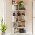 thumbnail image 3 of Tribesigns 6-Tier Corner Bookshelf, 65 in. Wood Bookcase with Anti-drop Panel, Corner Storage Organizer Display Shelf for Home Office, 3 of 9