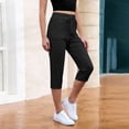 thumbnail image 4 of Women's Hiking Capri Pants with Pockets - Elastic Waist Athletic Cargo Pants,Loose Fit Comfortable for Travel & Casual, 4 of 6