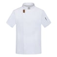 thumbnail image 4 of UANWENN Chemise de Chef à Manches Courtes pour Hommes, Col Roulé, Grande Taille, 4 of 7