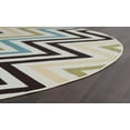thumbnail image 4 of 8ft Round Water Resistant, Large Indoor Outdoor Rugs for Patios, Front Door Entry, Entryway, Deck, Porch, Balcony | Outside Area Rug for Patio | Multi-Color, Chevron | Size: 7'10'' Round, 4 of 4