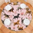 thumbnail image 2 of Dogs with Pioneer Flower Round Fitted Tablecloth with Elastic Edge,Dining Table Cover Waterproof,Outdoor Round Tablecloth for Camping,Dining,Indoor and Outdoor, 2 of 7