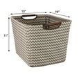 thumbnail image 2 of Household Essentials Medium Tapered Storage Bin with Wood Handles, Brown Chevron, 2 of 4