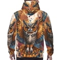 thumbnail image 7 of Kdxio Colorful Owl Tattoo Art Print Mens Casual Hooded Collar Drawstring Hoodies Pullover Sweatshirts Casual Long Sleeve Shirts-Large, 7 of 7