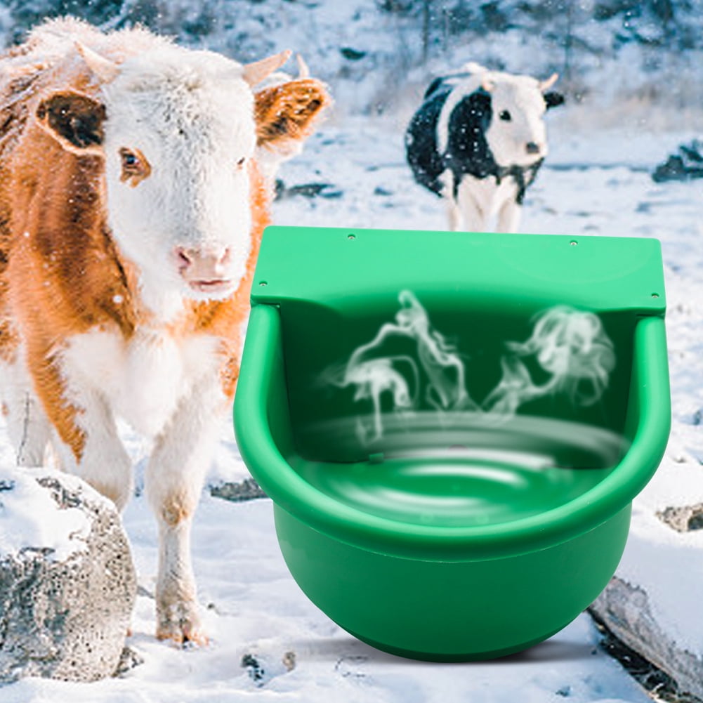 Automatic Heated Dog Waterer Bowl Feeder Constant Temperature Dispenser 3L Outdoor Thermal Bowl with Float Ball Valves for Pet Dog Horse Cattle Goat Sheep (Green)