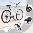 thumbnail image 3 of JERFIT Men's 26" Beach Cruiser Bike, 7-Speed Commuter Bicycle with Shimano Drivetrain, Steel Frame & V-Brakes, Silver, 3 of 6