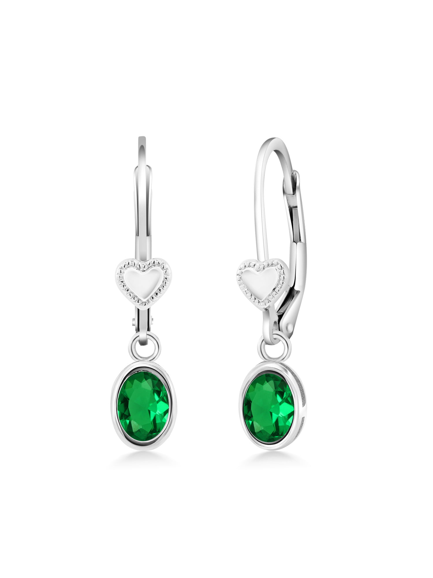 1.20 Ct Oval Simulated Emerald 925 Sterling Silver Leverback leverback earrings