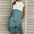 thumbnail image 2 of USSUMA Sundresses for Women Floral Print Color Block Sleeveless Casual Dresses for Women Turtleneck Pocket Shift Tshirt Midi Dresses Women Summer V Neck Beach Dresses Wedding Guest, 2 of 5