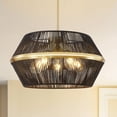thumbnail image 2 of Sdorens 18.89" Ratten Chandelier 5 Lights Large Black Chandelier Woven Pendant Light Boho Hanging Lamp for Living Dining Room Kitchen Island Entryway Foyer, E26, Adjustable Height, 2 of 7