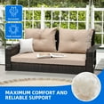 thumbnail image 4 of Dextrus 2-Seats Wicker Hanging Porch Swing Chair Outdoor Black Rattan Patio Swing Lounge w/ 2 Back Cushions Capacity 770lbs for Garden, Balcony, Living Room, Beige, 4 of 10